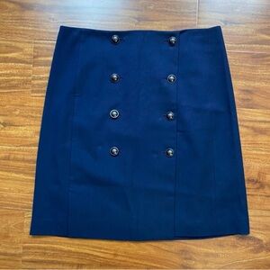 Banana Republic Women's Navy Blue Soft Stretch Button A Line Skirt Size 4 Preppy